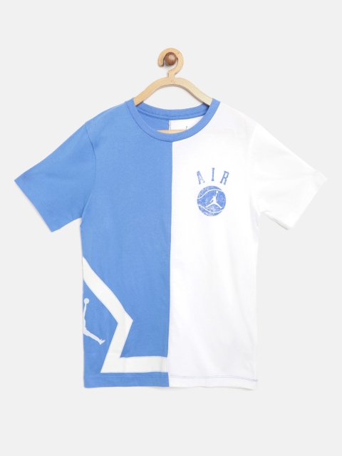 

Jordan Boys Blue & White Split Game Colourblocked Round Neck Basketball T-shirt