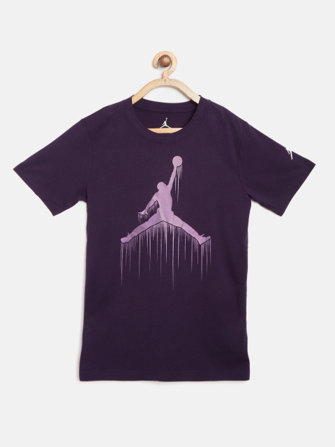 

Jordan Boys Purple Brand Logo Print Round Neck T-shirt