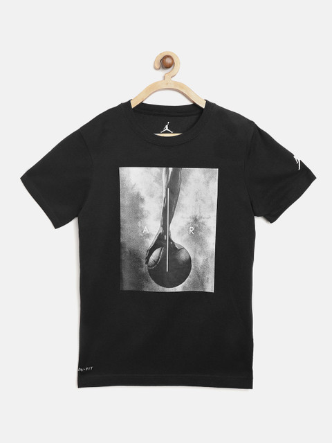 

Jordan Boys Black & Grey MJ FA2 Air Dri-FIT Printed Round Neck Basketball T-shirt