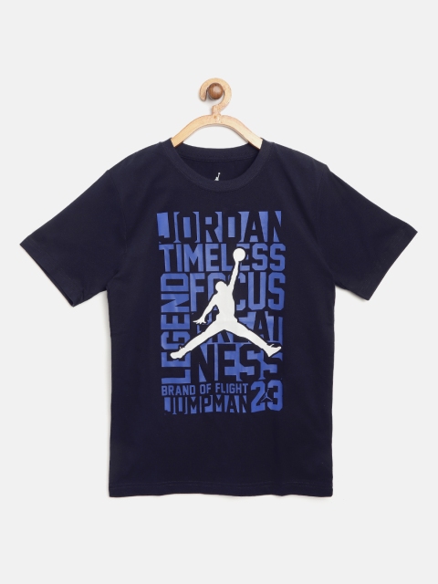 

Jordan Boys Blue Tried & True Brand Logo & Typography Print Round Neck Basketball T-shirt