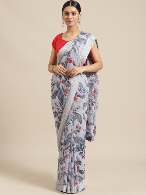 

Vishal Prints Grey & Red Floral Print Saree