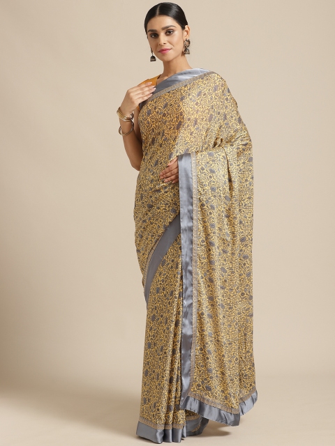 

Vishal Prints Yellow & Grey Ethnic Motifs Print Saree