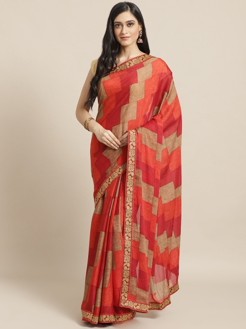 

Vishal Prints Red & Beige Printed Saree