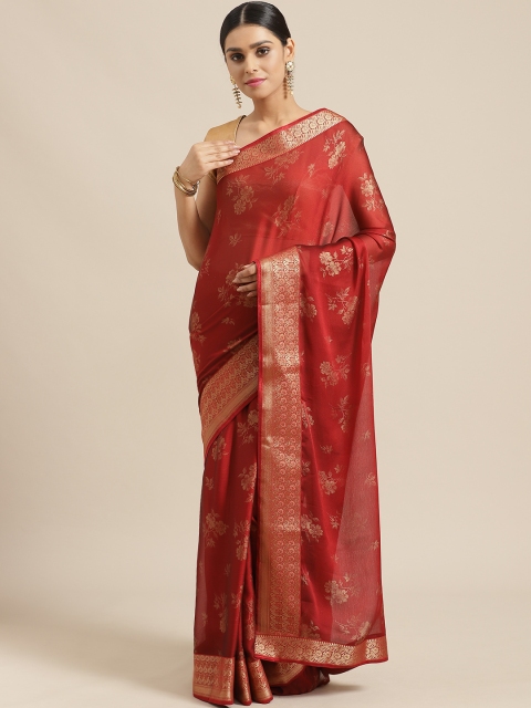 

Vishal Prints Maroon & Golden Floral Print Saree