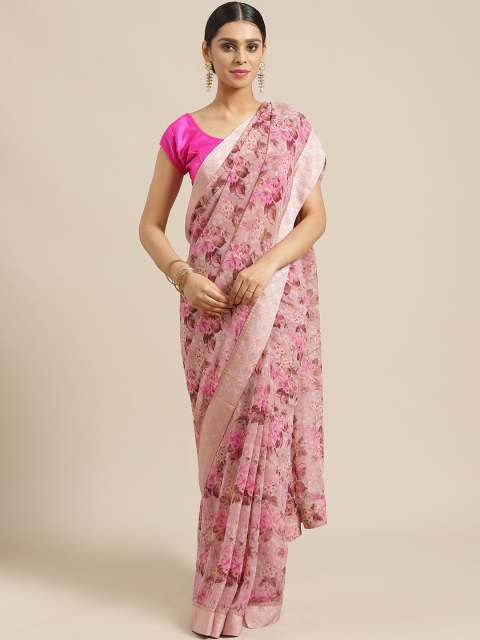 

Vishal Prints Dusty Pink & Brown Floral Print Saree