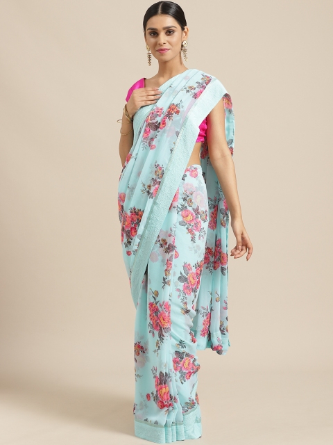 

Vishal Prints Blue & Pink Floral Print Saree