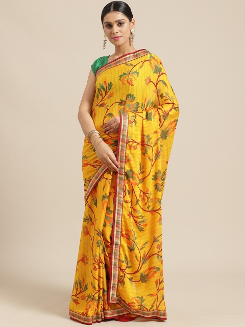 

Vishal Prints Mustard Yellow & Green Printed Saree