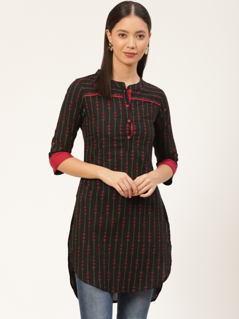 

Laabha Women Black & Red Printed Pathani Style Tunic