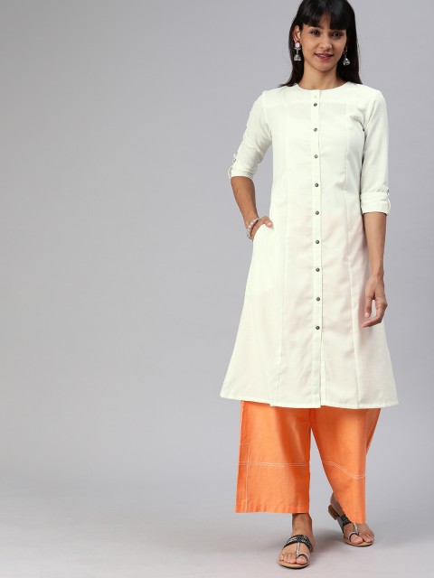 

ETIQUETTE Women Off-White Solid A-Line Kurta