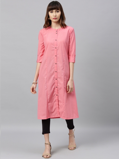 

ETIQUETTE Women Peach-Coloured Solid A-Line Kurta