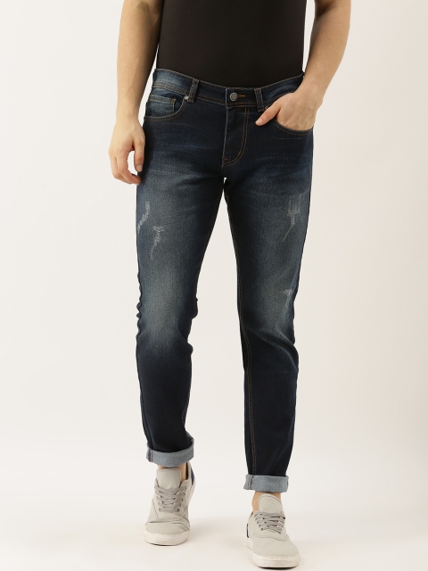 

American Crew Men Blue Slim Fit Mid-Rise Low Distress Stretchable Jeans