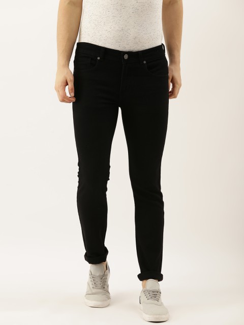 

American Crew Men Black Straight Fit Mid-Rise Clean Look Stretchable Jeans