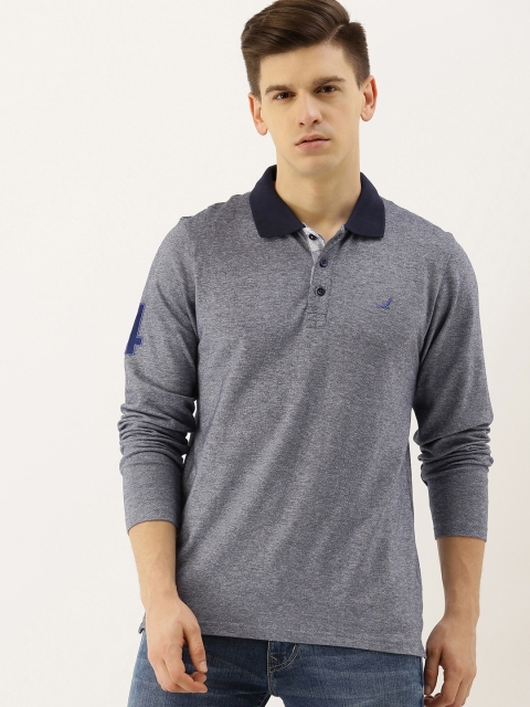 

American Crew Men Navy Blue Solid Polo Collar T-shirt