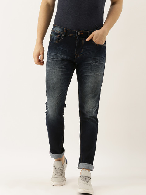 

American Crew Men Blue Slim Fit Mid-Rise Clean Look Stretchable Jeans