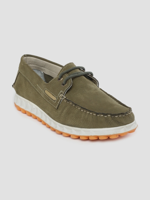 

Woodland Men Olive Green Splid Nubuck Derbys