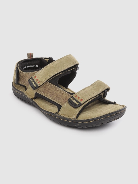 

Woodland Men Khaki Suede Solid Comfort Sandals