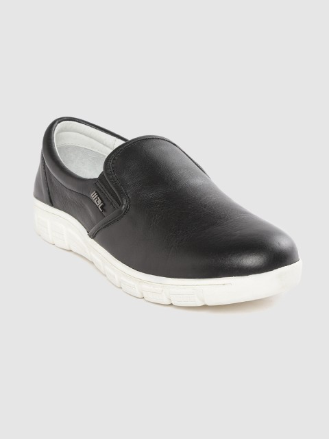 

Woodland Men Black Solid Leather Slip-On Sneakers