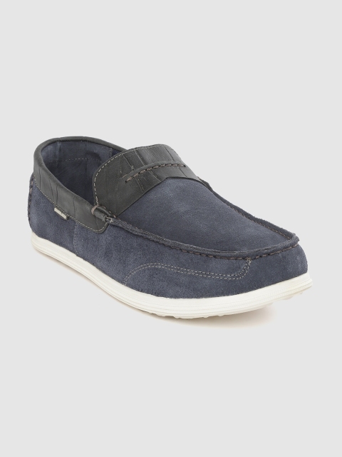 

Woodland Men Navy Blue Suede Solid Loafers