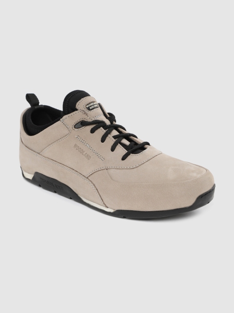 

Woodland Men Beige Solid Nubuck Sneakers