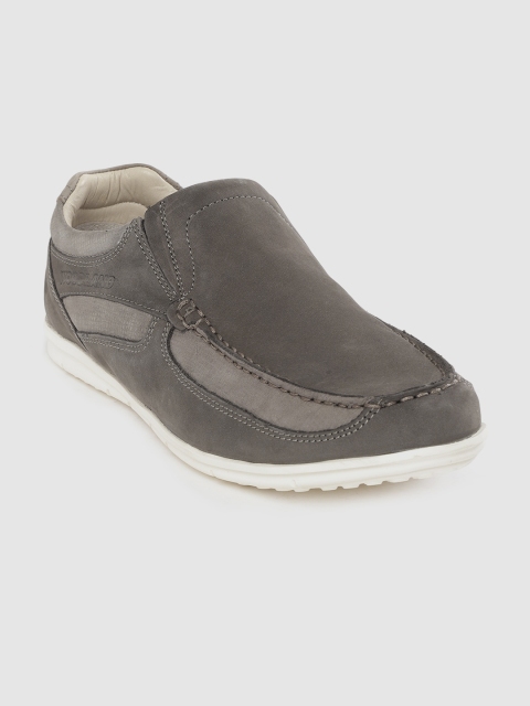 

Woodland Men Charcoal Grey Nubuck Solid Slip-On Sneakers