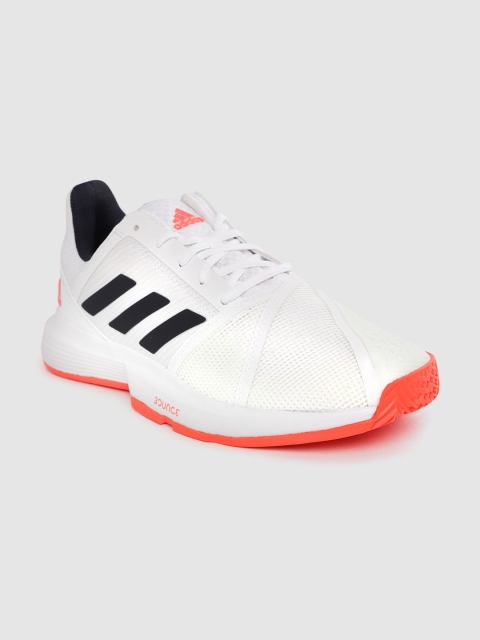 

ADIDAS Men Off-White Woven Design CourtJam Bounce Tennis Shoes