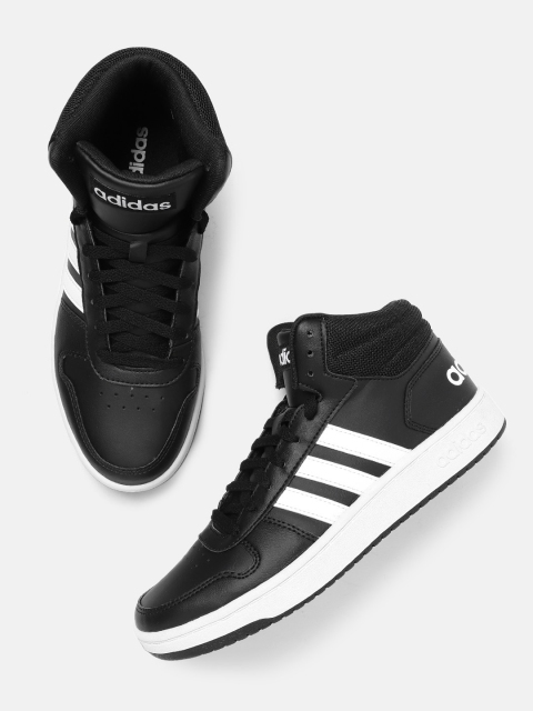 

ADIDAS Men Black & White Colourblocked Detail Hoops 2.0 Mid Top Sneakers