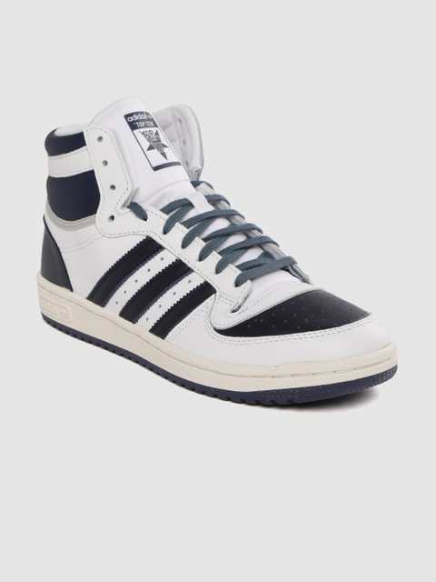 

ADIDAS Originals Men White & Navy Blue Colourblocked Top Ten RB Mid Top Sneakers