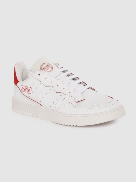 

ADIDAS Originals Men White & Red Solid Leather Supercourt Sneakers