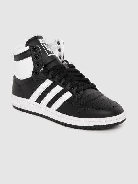 

ADIDAS Originals Men Black & White Perforated Leather Top Ten Mid-Top Sneakers