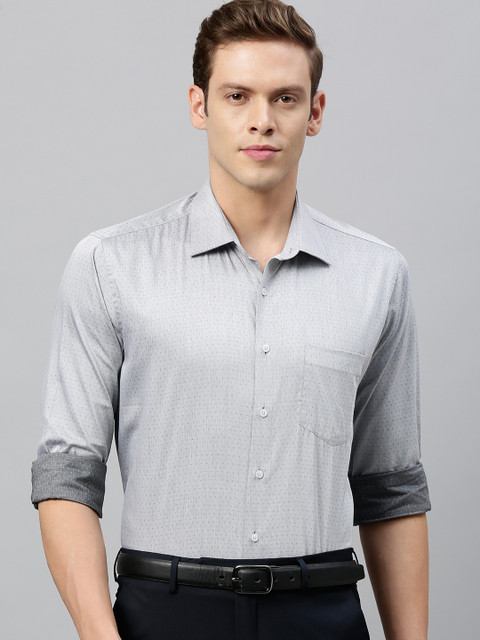 

Van Heusen Men Grey & Black Slim Fit Self Design Casual Shirt