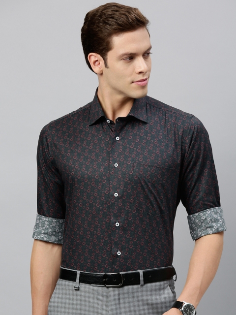 

Van Heusen Men Teal Green & Pink Slim Fit Floral Printed Formal Shirt
