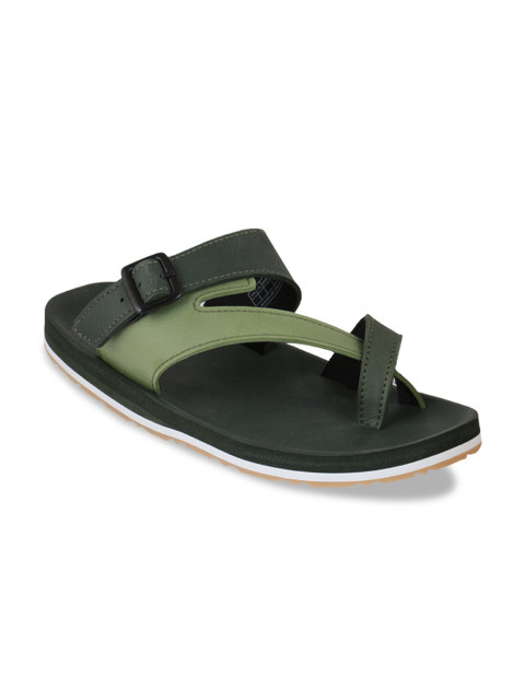 

Adda Men Olive Green & Green Solid One Toe Slip-On