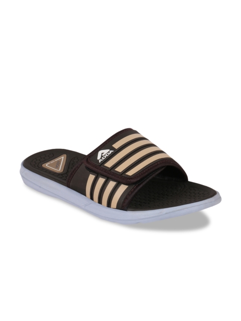 

Adda Men Beige & Coffee Brown Striped Sliders