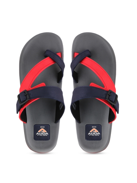 

Adda Men Navy Blue & Red Colourblocked Thong Flip-Flops