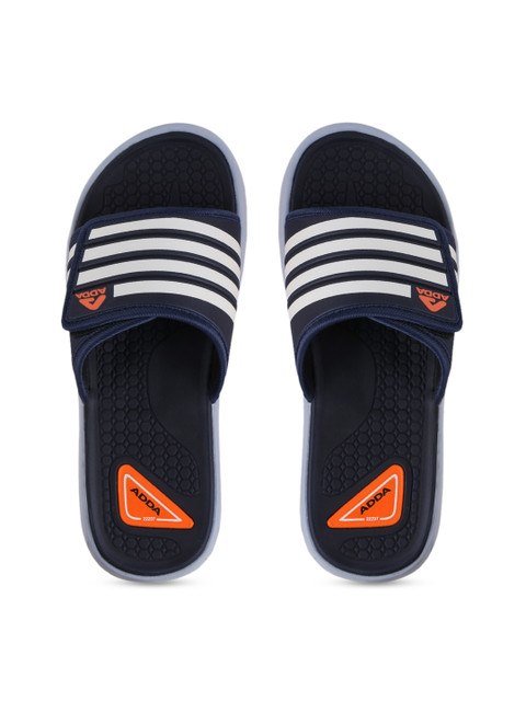

Adda Men Navy Blue & White Self Design Sliders