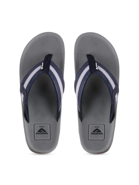 

Adda Men Navy Blue & White Striped Thong Flip-Flops