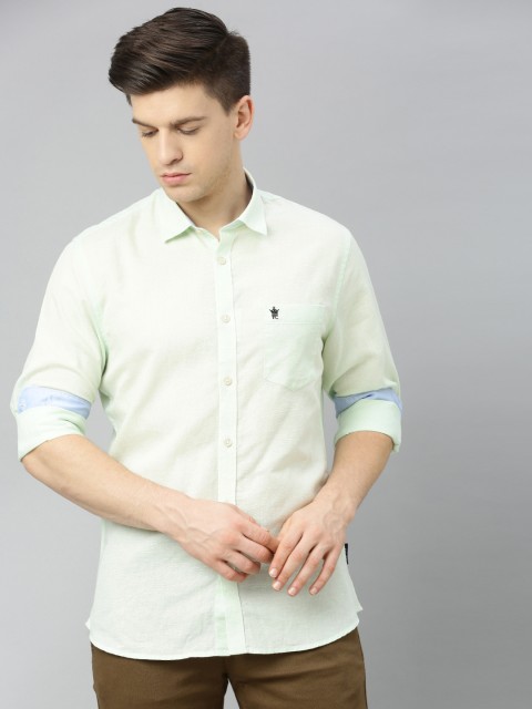 

French Connection Men Sea Green Slim Fit Solid Casual Shirt