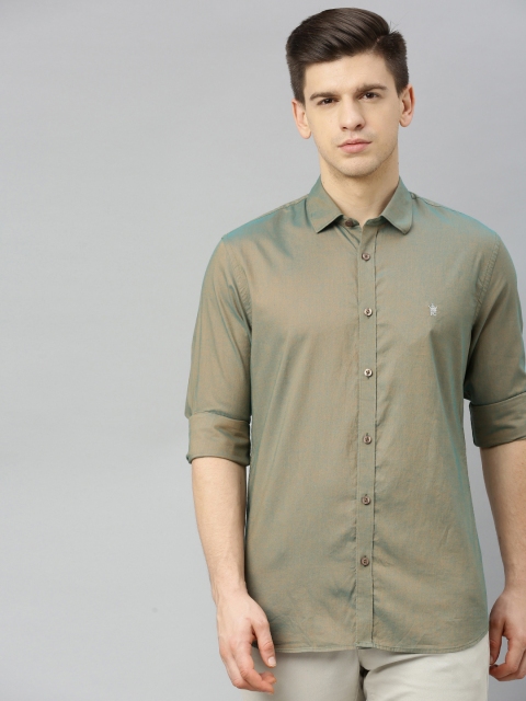 

French Connection Men Green Slim Fit Solid Casual Shirt