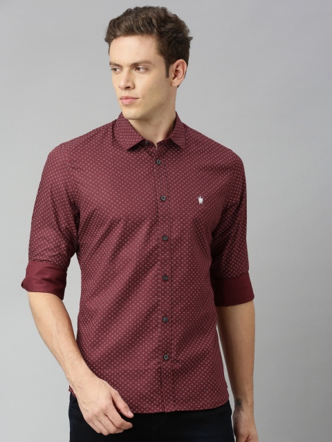 

French Connection Men Red & White Slim Fit Printed Casual Shirt