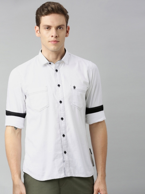 

French Connection Men White Slim Fit Solid Casual Shirt