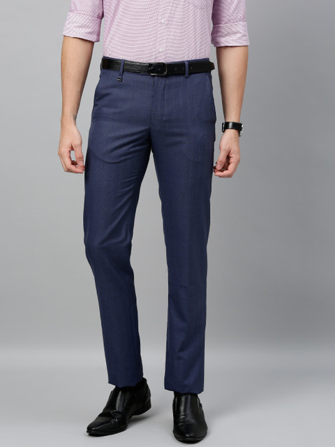 

Van Heusen Men Blue Slim Fit Checked Regular Trousers