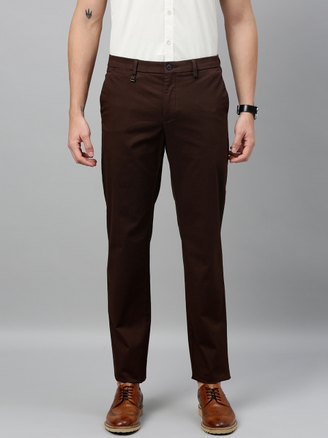 

Van Heusen Men Brown Slim Fit Solid Regular Trousers