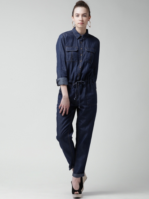 

FOREVER 21 Navy Denim Jumpsuit, Navy blue