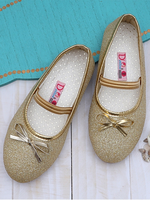 

DChica Girls Gold-Coloured Solid Ballerinas
