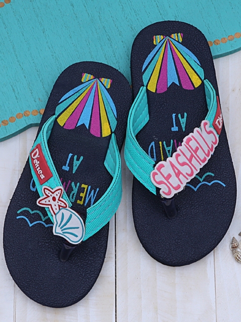 

DChica Girls Blue Printed Thong Flip-Flops