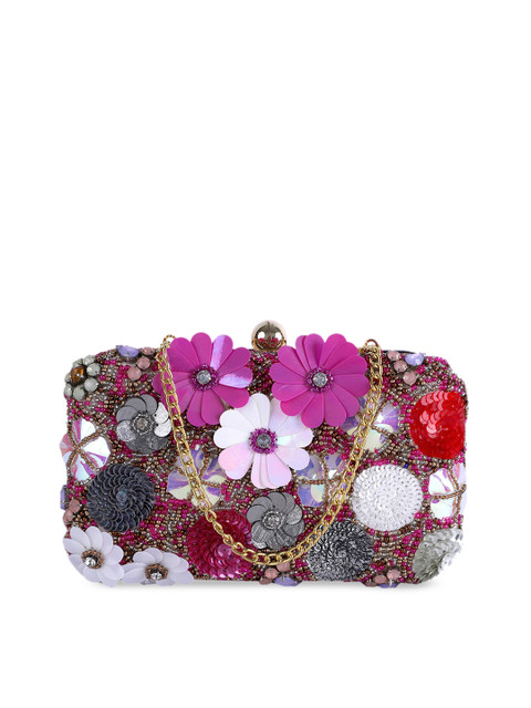 

REZZY Pink Embellished Box Clutch