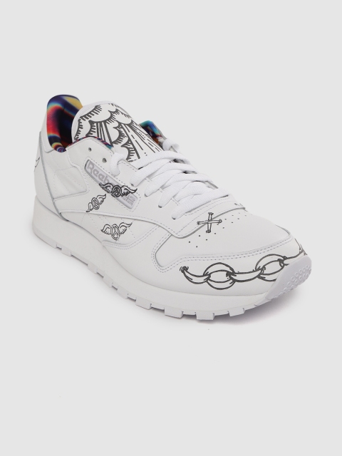 

Reebok Classic Unisex White Printed CL Leather MU Sneakers
