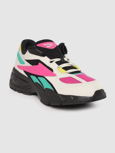 

Reebok Classic Women Cream-Coloured & Pink Colourblocked EVZN Sneakers
