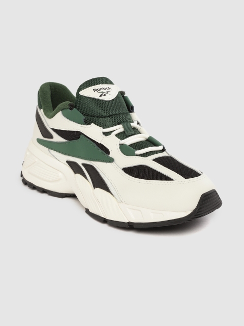 

Reebok Classic Men Off-White & Green EVZN Colourblocked Sneakers