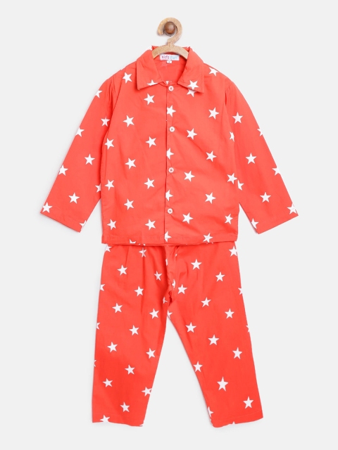 

Kids Clan Unisex Kids Red & White Solid Night suit